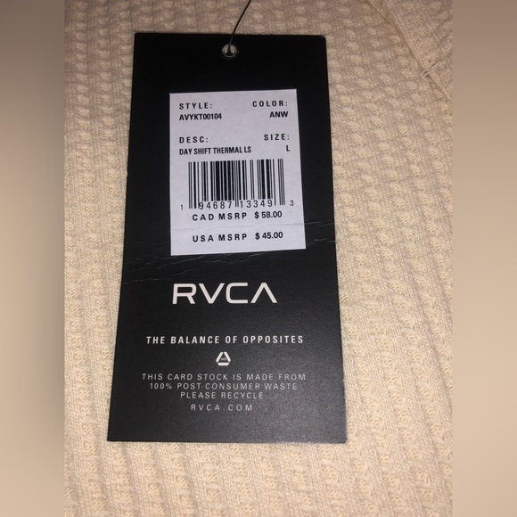 RVCA Cream Crewneck Sweater Size L - Picture 3 of 6